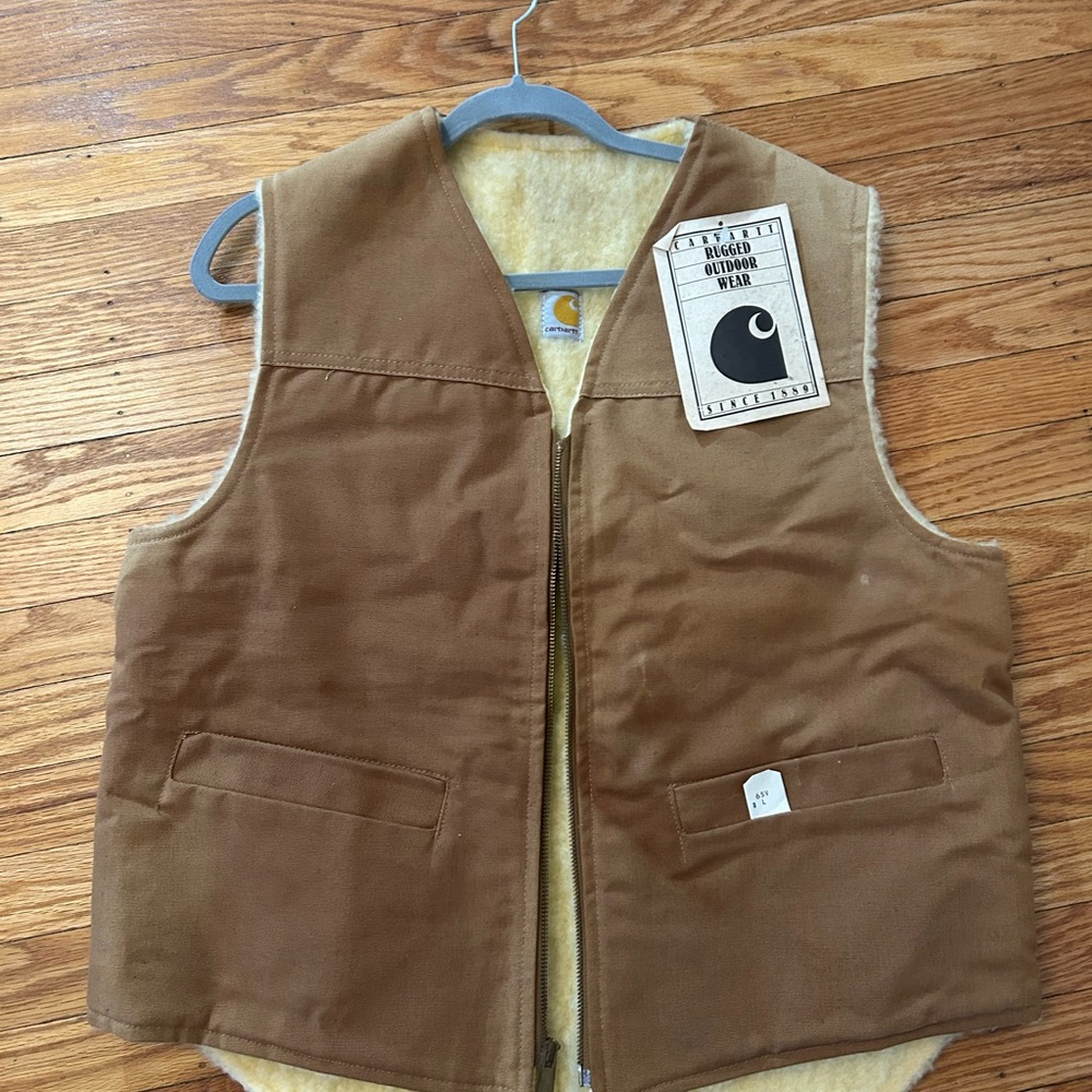 NEW Carhartt Cream Sherpa-Lined Vest